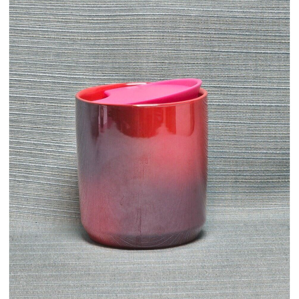 Starbucks Coffee Mug Ceramic Red Pink Ombre Swivel Lid Holiday Valentine's Day